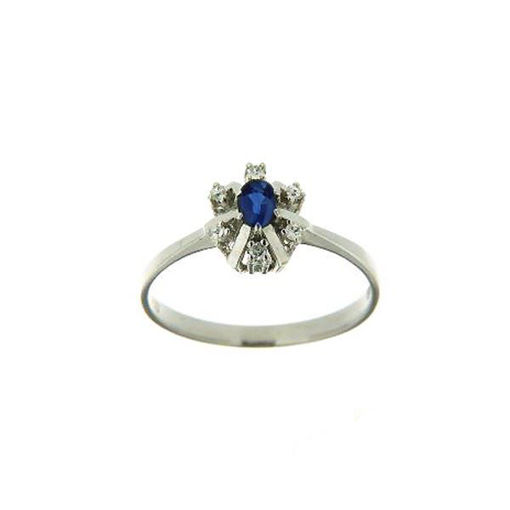 Bilde av Diamantring i hvitt gull 0,06 ct W-Si med safir -570286