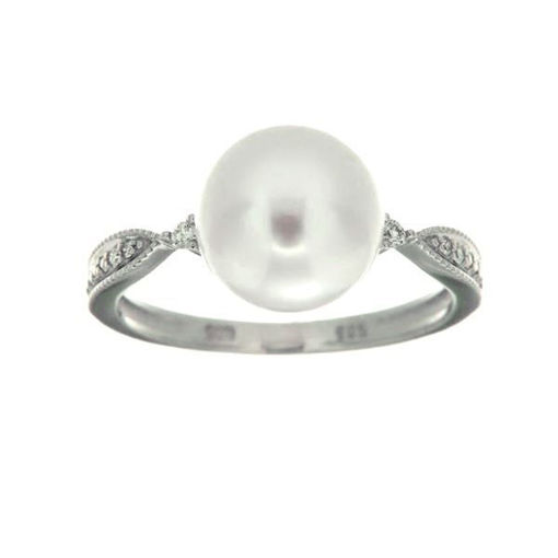 Perle diamantring i hvitt gull med 0,05 ct W-Si-520988