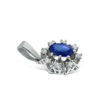 Diamantsmykke i hvitt gull med 0,12 ct W-Si & safir -270057