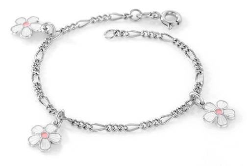 Charms-armbånd i sølv - Hvite blomster 