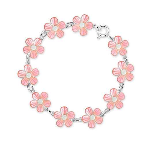 Armbånd i sølv - Rosa blomster 