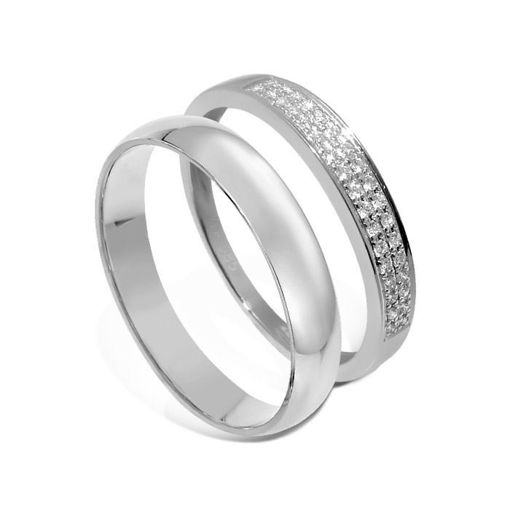 Giftering & diamantring hvitt gull 14 kt, 4 mm - 1340-3307008