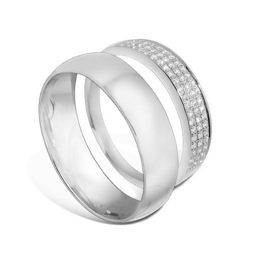 Giftering & diamantring hvitt gull 14 kt, 5 mm - 1350-3307016