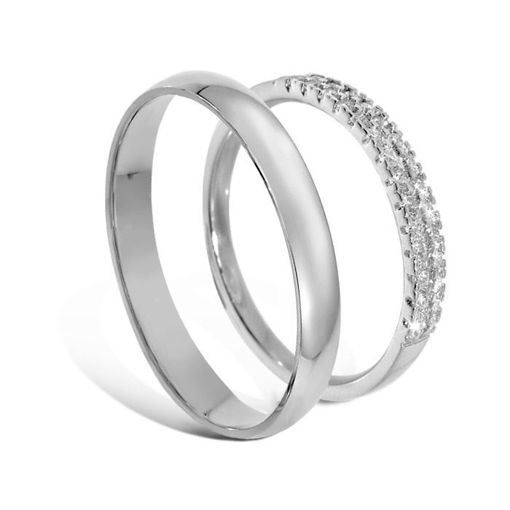 Giftering & diamantring i hvitt gull 14 kt, 3 mm - 1330-AR01141