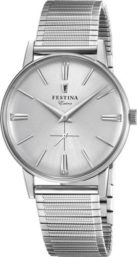 Festina Extra klokke 30m,stål, lenke, hvit skive - F20250-1