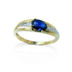 Diamantring gull med 0,01 ct W-P & safirer-BUR615193 
