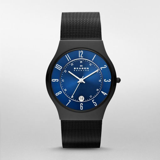 Skagen Grenen Titanium and Black Steel-Mesh Klokke - T233XLTMNP