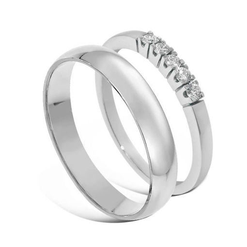 Giftering & diamantring Iselin hvitt gull 14 kt, 4 mm - 1340-8505030