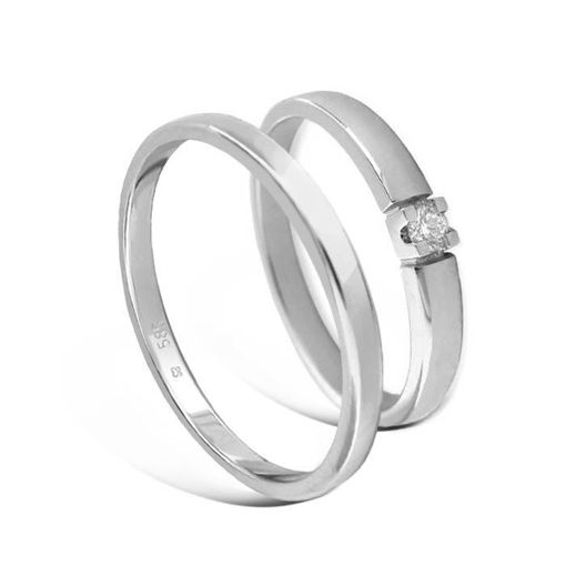 Giftering & diamantring Iselin hvitt gull 14kt, 2.5 mm - 115250-8501005