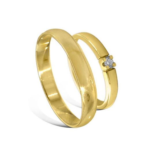 Giftering & diamantring Iselin gult gull 14 kt, 3 mm - 230303-85010050