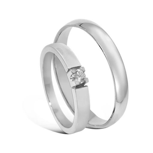 Giftering & diamantring Iselin hvitt gull 14 kt, 3 mm - 1330-8501007