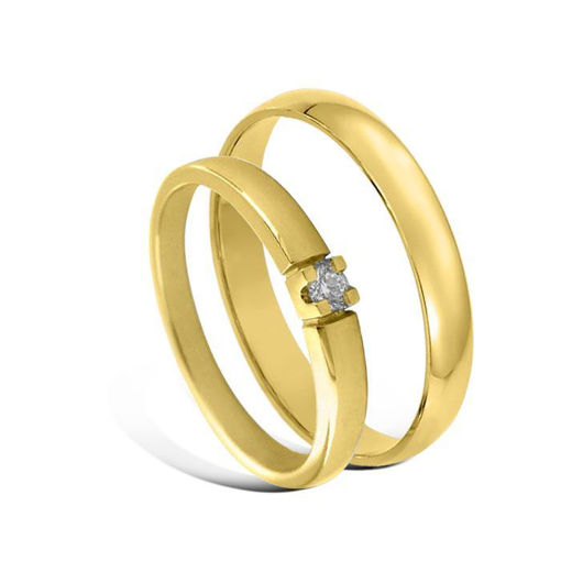 Giftering & diamantring Iselin 0,05ct gult gull, 3 mm - 1230-85010050