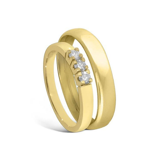 Giftering & diamantring Iselin gult gull 14k, 4 mm - 1440-85030700