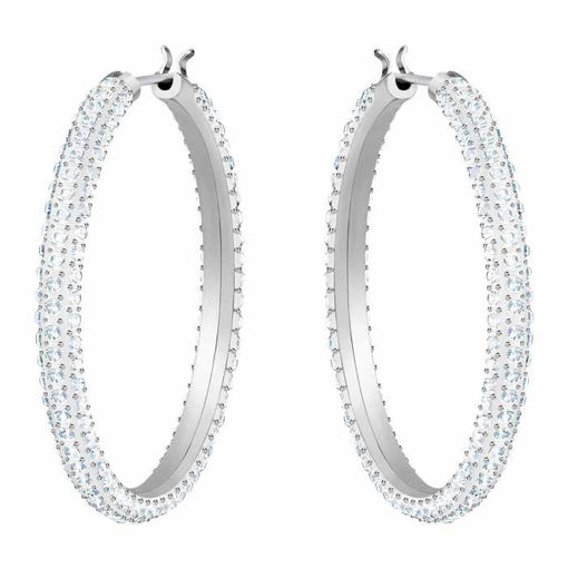 Swarovski øredobber Stone Hoop, Rhodium plating -5389432