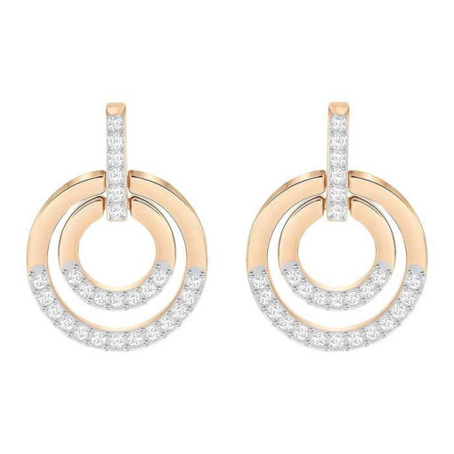 Swarovski øredobber Circle, Medium, Rose gold plating - 5349204